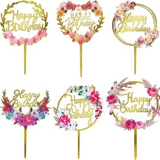 Набор из 6 акриловых топперов для кексов на день рождения, для украшения вечеринки, принадлежности для торта.