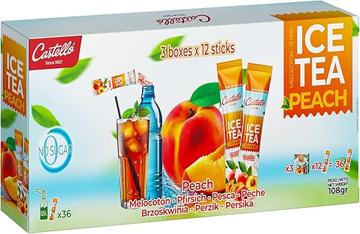 Castello с 1907 года. Растворимый холодный чай без калорий в пакетиках | Персик | 36 пакетиков | Ноль калорий, без сахара, без аспартама