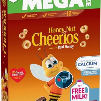 Хлопья для завтрака Cheerios Honey Nut Cheerios Heart Healthy, безглютеновые, с цельнозерновым овсом, мега-размер, 29,4 унции.