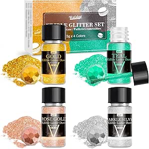 Набор пищевых блесток, 4 цвета, металлические, пищевые блестки для напитков, тортов, коктейлей, помадки, шоколада - порошок для пищевых красителей, блестящая пыль для украшений на Хэллоуин, 5 г