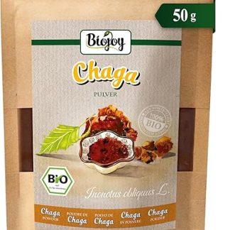 Органический порошок гриба чага Biojoy (50 г), сушеные и мелко измельченные грибы чаги, чай из чаги (Inonotus obliquus L.)