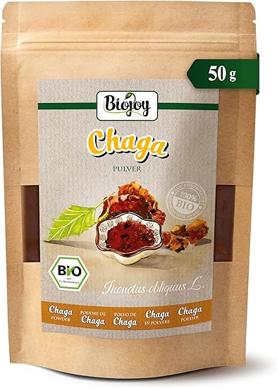 Органический порошок гриба чага Biojoy (50 г), сушеные и мелко измельченные грибы чаги, чай из чаги (Inonotus obliquus L.)