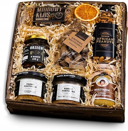 Подарочная корзина Valerio – набор домашнего приготовления с паштетом, паштетом из бекона, горчицей с виски, медом и орехами Польский подарок для мужчин или деловых людей