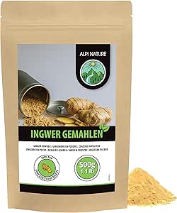 Имбирный порошок Alpi Nature 500 г, сушеный и измельченный корень имбиря для приготовления пищи и выпечки.