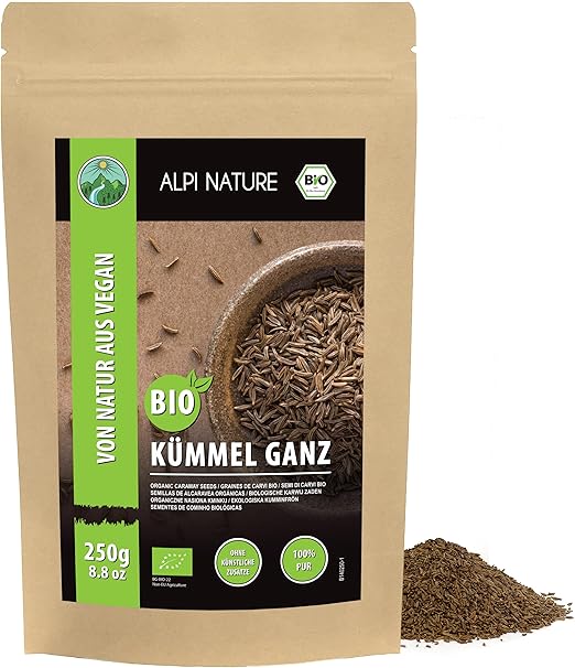 Органические семена тмина Alpi Nature, 250 г, цельные семена тмина для приготовления пищи и выпечки.