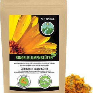 Чай из календулы Alpi Nature, 125 г, цельные сушеные цветки календулы, рассыпной чай из цветков.