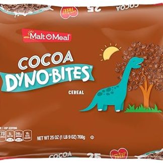 Хрустящие рисовые хлопья Malt-O-Meal Cocoa Dyno Bites без глютена, большая упаковка для всей семьи, 740 г, многоразовая застежка.