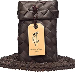 KHLA - Кампотский черный перец премиум-класса - GGA - 100 г - перец горошком в пакетике - традиционная упаковка из пальмовых листьев