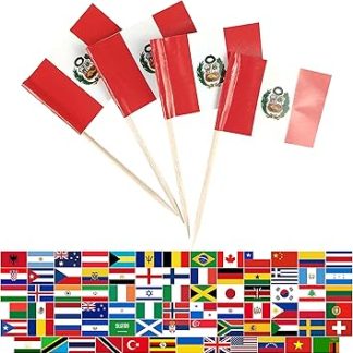 Набор миниатюрных флажков для украшения кексов JBCD Peru Toothpick Peru Flags (100 шт.)