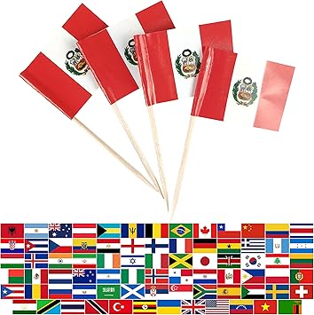Набор миниатюрных флажков для украшения кексов JBCD Peru Toothpick Peru Flags (100 шт.)