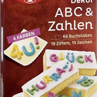 Набор для украшения тортов Dr. Oetker ABC and Number Decoration, 58 г, съедобные буквы, цифры и знаки препинания, для украшения тортов и пирожных, на основе какао-масла и сухого молока.