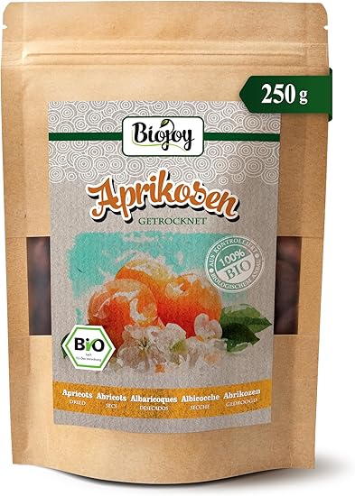 Органические сушеные абрикосы Biojoy, без добавления серы и сахара (250 г)