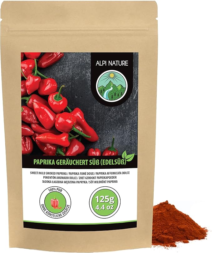 Молотая красная паприка Alpi Nature, копченая паприка, 125 г, мягкая копченая паприка.