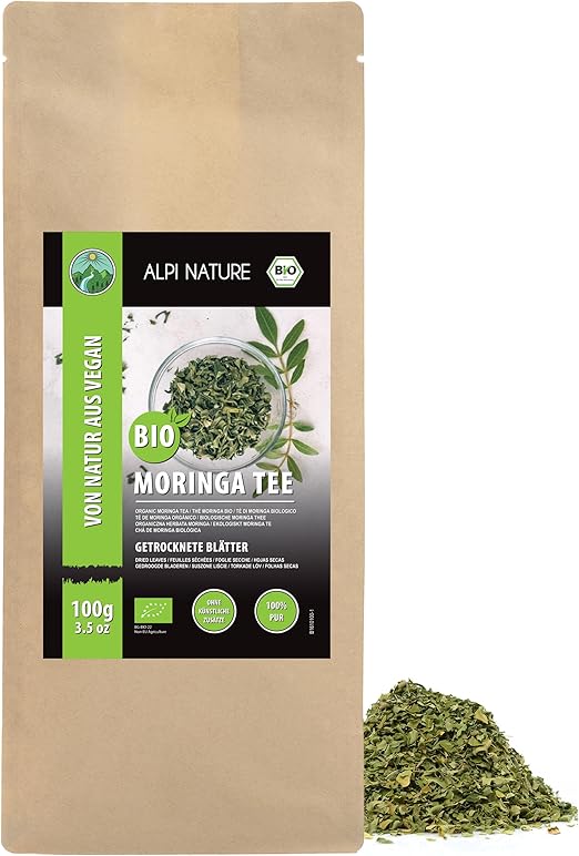 Alpi Nature Органическая моринга 100 г, сушеные и нарезанные листья моринги, травяной рассыпной чай