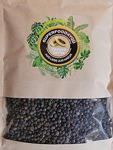 Семена папайи 100 г, высушенные при 40°C - качество сырых продуктов - без добавок - чистые - без глютена - без лактозы - папаин/легкая острота. SUPERFOOD4YOU - из любви к природе.