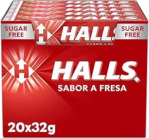 Клубничные конфеты Halls, без сахара, коробка из 20 палочек, 32 г