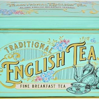 Новый английский чай в винтажной викторианской жестяной коробке с 40 пакетиками английского чая для завтрака.
