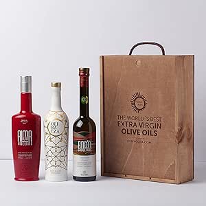 Лучшие оливковые масла первого холодного отжима (ТОП-10 международных премий EVOOLEUM Awards 2021 за качество оливкового масла первого холодного отжима) - упаковка из 3 бутылок по 500 мл (деревянный ящик)