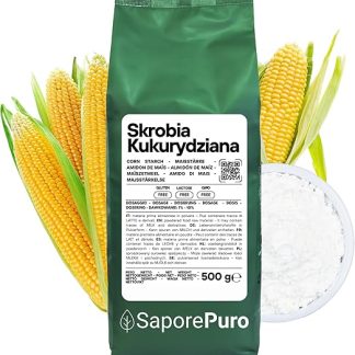 Натуральный кукурузный крахмал SaporePuro 500 г – натуральный загуститель для десертов, кремов и соусов – без глютена и подходит для веганов.