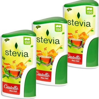 Таблетки стевии Castello с 1907 года - набор из 3 штук (450 таблеток) - подсластитель без калорий, заменитель сахара, подходит для кето-диеты, 0 углеводов.