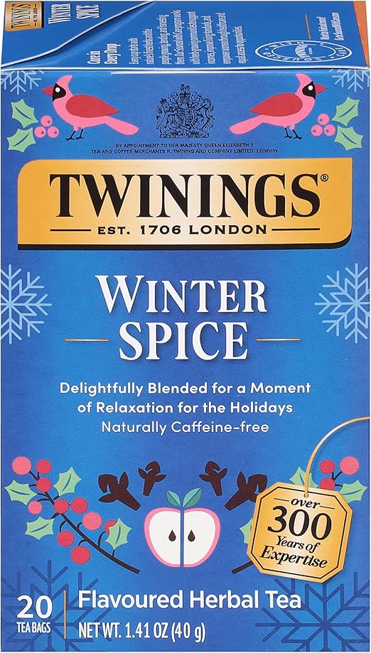 Twinings, травяной чай со вкусом зимних специй, без кофеина, 20 чайных пакетиков, 40 г