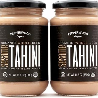 Органическая паста из цельнозернового кунжута тахини — без шелухи и грубого помола — шелковисто-гладкая текстура для хумуса, соусов и заправок — без соли, без орехов, кошерная, подходит для палео- и кето-диеты.