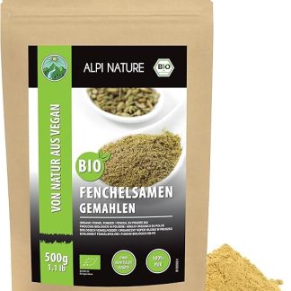 Молотый органический фенхель Alpi Nature 500 г, молотые семена фенхеля, кулинарный порошок