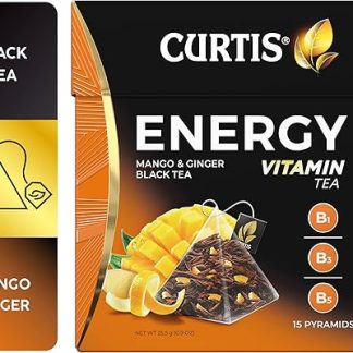 CURTIS ENERGY Новинка Цейлонский ароматизированный черный рассыпной чай с имбирем и манго Черный чай Витамины B1, B3, B5 15 пирамидальных пакетиков