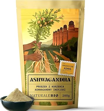 Органический порошок ашваганды, 200 г. Натуральный и чистый, произведено в Индии из органического корня Withania somnifera. NaturalBio