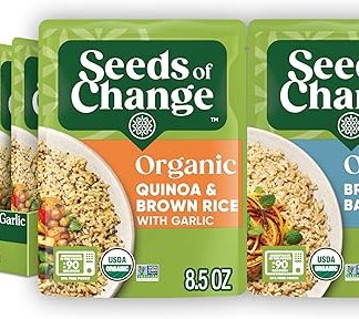 Набор органического риса Seeds of Change: киноа и коричневый рис с чесноком, а также цельнозерновой коричневый рис басмати, 227 г (упаковка из 6 штук).