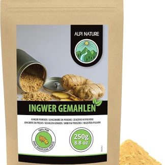 Имбирный порошок Alpi Nature 250 г, сушеный и измельченный корень имбиря для приготовления пищи и выпечки.