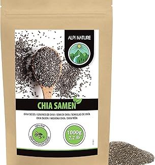 Семена чиа Alpi Nature, 1 кг, цельные сырые черные семена чиа для смузи, йогурта и мюсли.