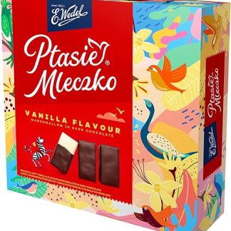 E.Wedel Ptasie Mleczko Зефир со вкусом ванили в темном шоколаде 340 г - приготовьте ванильное мороженое с подарочной коробкой Ptasie Mleczko из темного шоколада
