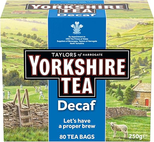 Йоркширский чай без кофеина - Освежающий и крепкий черный чай без кофеина - Традиционный британский чай - Из экологически чистых источников - 80 чайных пакетиков