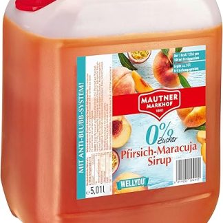 Сироп Mautner Markhof с персиком и маракуйей, 0% сахара – 5 л, гастрономически высокое содержание фруктов – сироп без сахара для больших кухонь и вечеринок