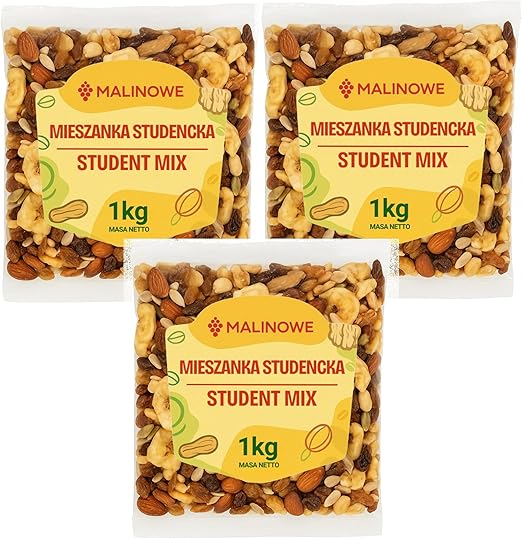 Набор для студентов с малиной, 3 упаковки по 1 кг, орехи, сухофрукты.