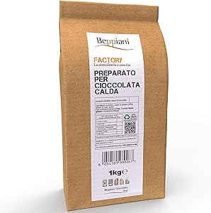 Горячий шоколад Beppiani, 1 кг, приготовлен для приготовления горячего шоколада, эквивалентно 40 пакетикам горячего шоколада, густой и кремообразный, как плитка, с интенсивным ароматом, из натуральных ингредиентов и без глютена.
