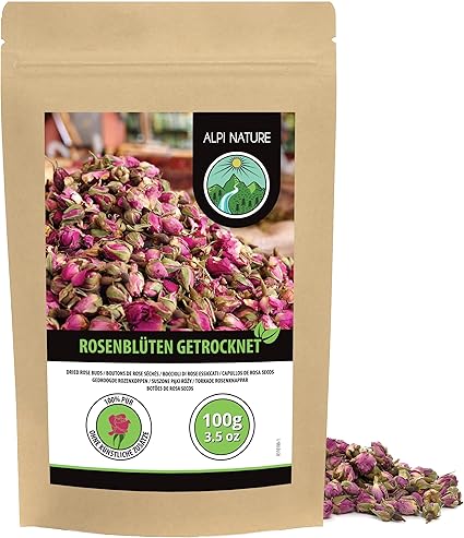 Чай из розовых бутонов Alpi Nature, 100 г, сушеные целые бутоны роз для цветочного чая и травяных настоев.