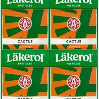 Леденцы Läkerol Cactus Lakerol Kaktus, оригинальные, шведская соль, лакрица, корни душистой древесины, без сахара, со стевией, коробка 25 г x 4 шт.