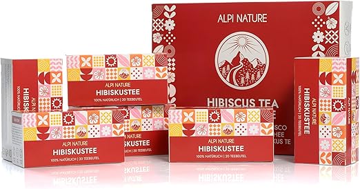 Чай с гибискусом Alpi Nature, 120 пакетиков, 120 г, упаковка из 6 × 20 пакетиков по 1 г.