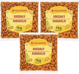 Набор малины, калифорнийский миндаль, цельный, крупный, 3 x 1 кг, XXL, премиум-класса.