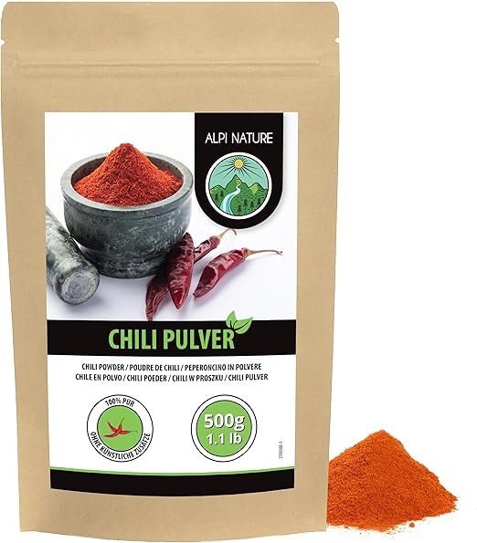 Alpi Nature Chili Powder 500 г, сушеный и молотый перец чили, молотый острый порошок