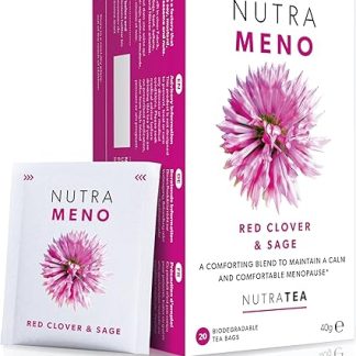 Чай Nutra Tea NUTRAMENO для облегчения симптомов менопаузы, чай из красного клевера, средство для женщин в период перименопаузы. Содержит красный клевер, шалфей и корень шатавари. 20 чайных пакетиков в индивидуальной упаковке.