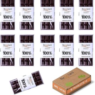Шоколад Beppiani из 100% какао-массы, крафтовый шоколад, веганский, без сахара, богат антиоксидантами, для сбалансированного питания - набор, произведено в Италии (10 + 1 бесплатно, классический).