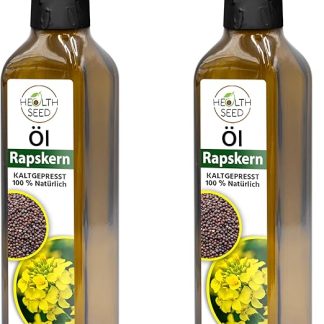 Health Seed® 2 x 500/1000 мл - нефильтрованное рапсовое масло - 100% чистое масло холодного отжима в стеклянной бутылке - свежее от производителя