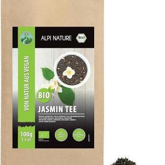 Органический жасминовый чай Alpi Nature 100 г, зеленый чай с цветками жасмина, с натуральным кофеином.