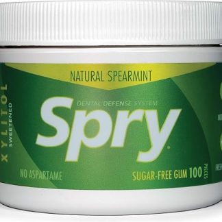 Натуральная жевательная резинка Spry Fresh с ксилитом – без сахара, аспартама, ГМО, глютена, освежает дыхание и способствует ежедневной гигиене полости рта (мята перечная, 100 штук в упаковке).