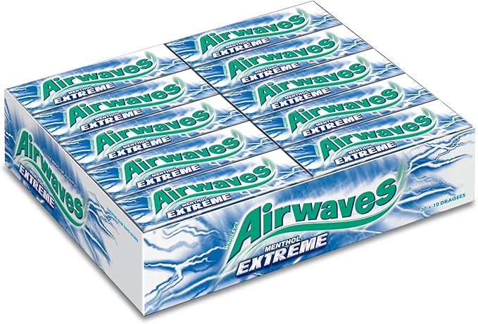 Жевательная резинка Airwaves Extreme без сахара с ментолом, 30 упаковок по 10 штук.