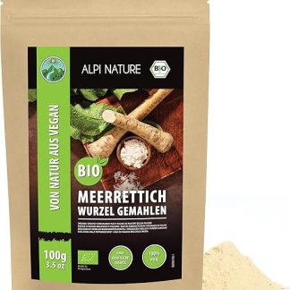 Молотый органический хрен Alpi Nature 100 г, порошок корня хрена, без глютена.