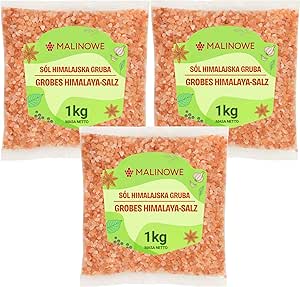 Малиновая гималайская соль, 3 x 1 кг, очень крупная, розовая, натуральная.